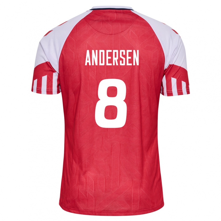 Kandiny Hombre Camiseta Dinamarca Silas Andersen #8 Rojo 1ª Equipación 24-26 La Camisa Chile