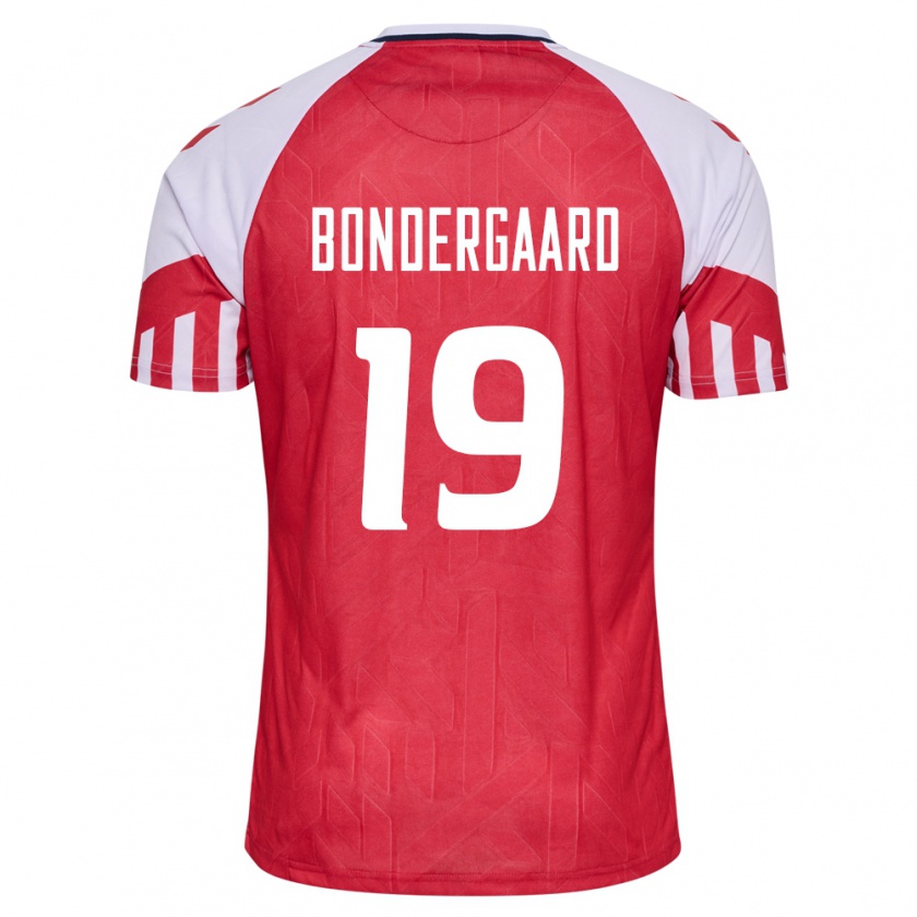 Kandiny Hombre Camiseta Dinamarca Asbjorn Bondergaard #19 Rojo 1ª Equipación 24-26 La Camisa Chile
