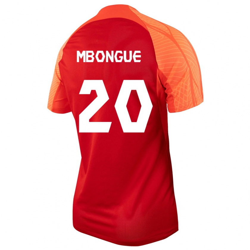 Kandiny Hombre Camiseta Canadá Hugo Mbongue #20 Naranja 1ª Equipación 24-26 La Camisa Chile