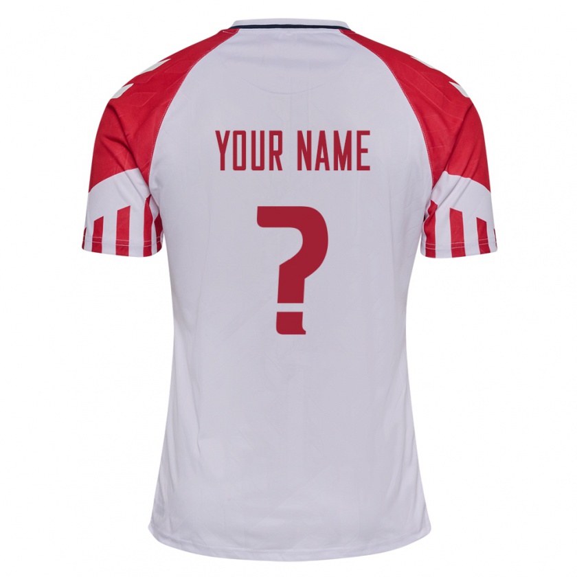 Kandiny Hombre Camiseta Dinamarca Su Nombre #0 Blanco 2ª Equipación 24-26 La Camisa Chile