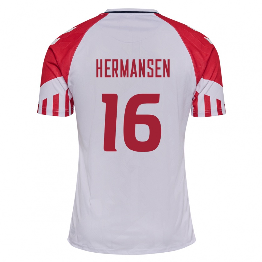 Kandiny Hombre Camiseta Dinamarca Mads Hermansen #16 Blanco 2ª Equipación 24-26 La Camisa Chile