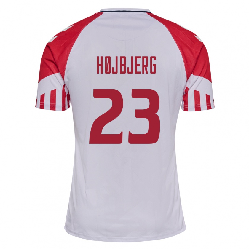 Kandiny Hombre Camiseta Dinamarca Pierre-Emile Højbjerg #23 Blanco 2ª Equipación 24-26 La Camisa Chile
