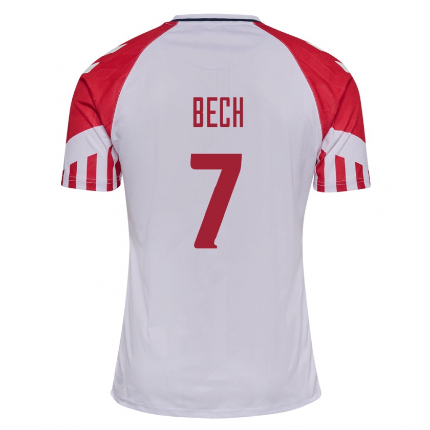 Kandiny Hombre Camiseta Dinamarca Tobias Bech #7 Blanco 2ª Equipación 24-26 La Camisa Chile