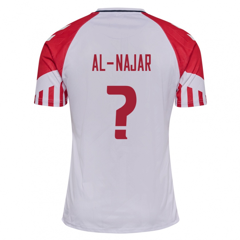 Kandiny Hombre Camiseta Dinamarca Ali Al-Najar #0 Blanco 2ª Equipación 24-26 La Camisa Chile
