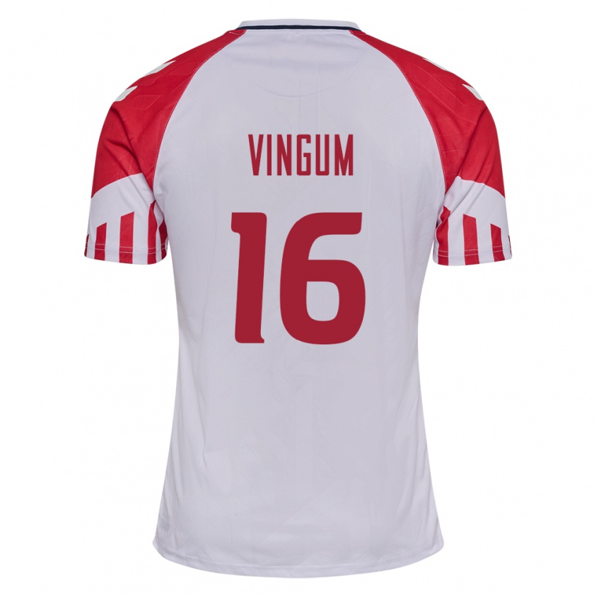 Kandiny Hombre Camiseta Dinamarca Alberte Vingum #16 Blanco 2ª Equipación 24-26 La Camisa Chile
