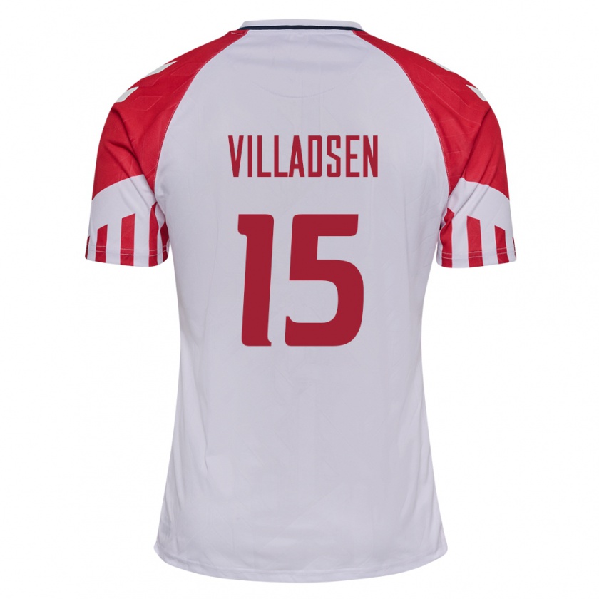 Kandiny Hombre Camiseta Dinamarca Oliver Villadsen #15 Blanco 2ª Equipación 24-26 La Camisa Chile