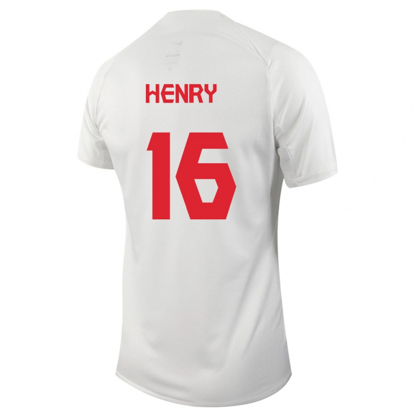 Kandiny Hombre Camiseta Canadá Maël Henry #16 Blanco 2ª Equipación 24-26 La Camisa Chile
