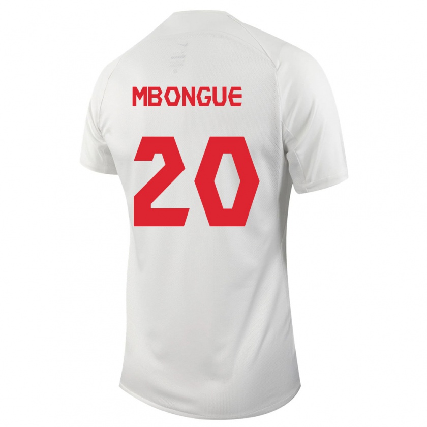 Kandiny Hombre Camiseta Canadá Hugo Mbongue #20 Blanco 2ª Equipación 24-26 La Camisa Chile