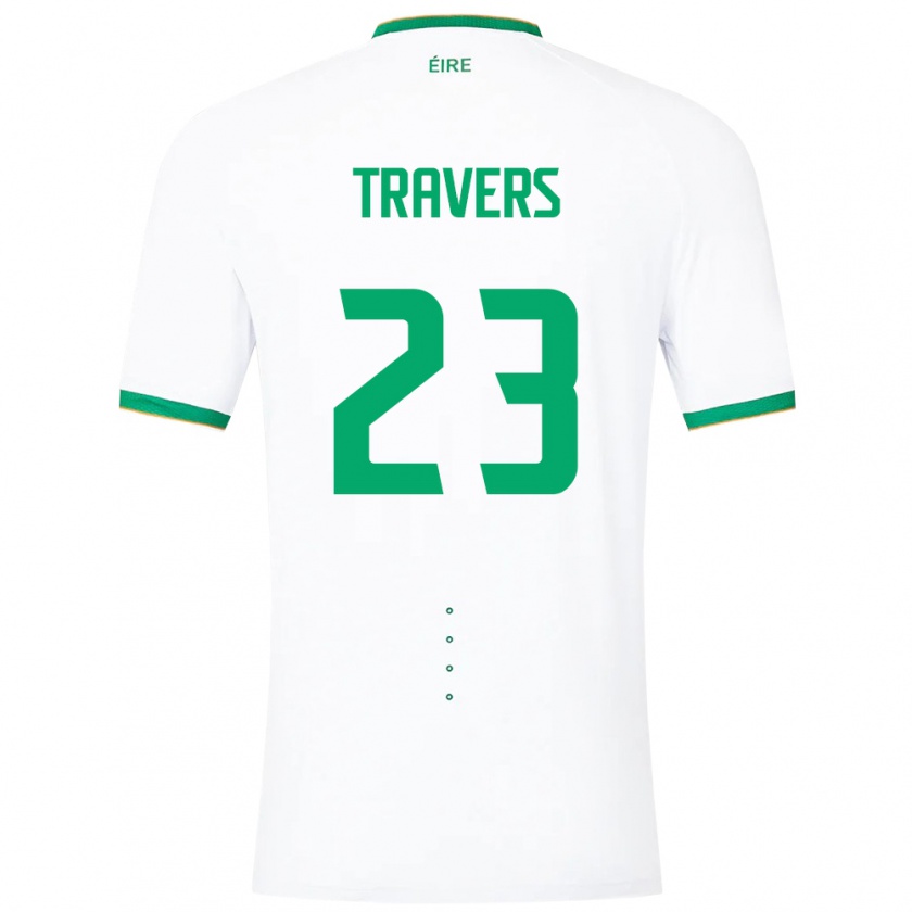 Kandiny Hombre Camiseta Irlanda Mark Travers #23 Blanco 2ª Equipación 24-26 La Camisa Chile