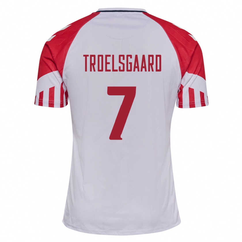 Kandiny Mujer Camiseta Dinamarca Sanne Troelsgaard #7 Blanco 2ª Equipación 24-26 La Camisa Chile