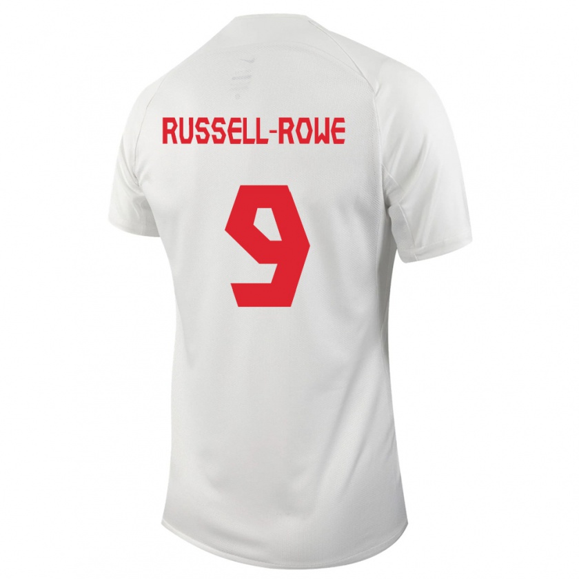 Kandiny Mujer Camiseta Canadá Jacen Russell-Rowe #9 Blanco 2ª Equipación 24-26 La Camisa Chile