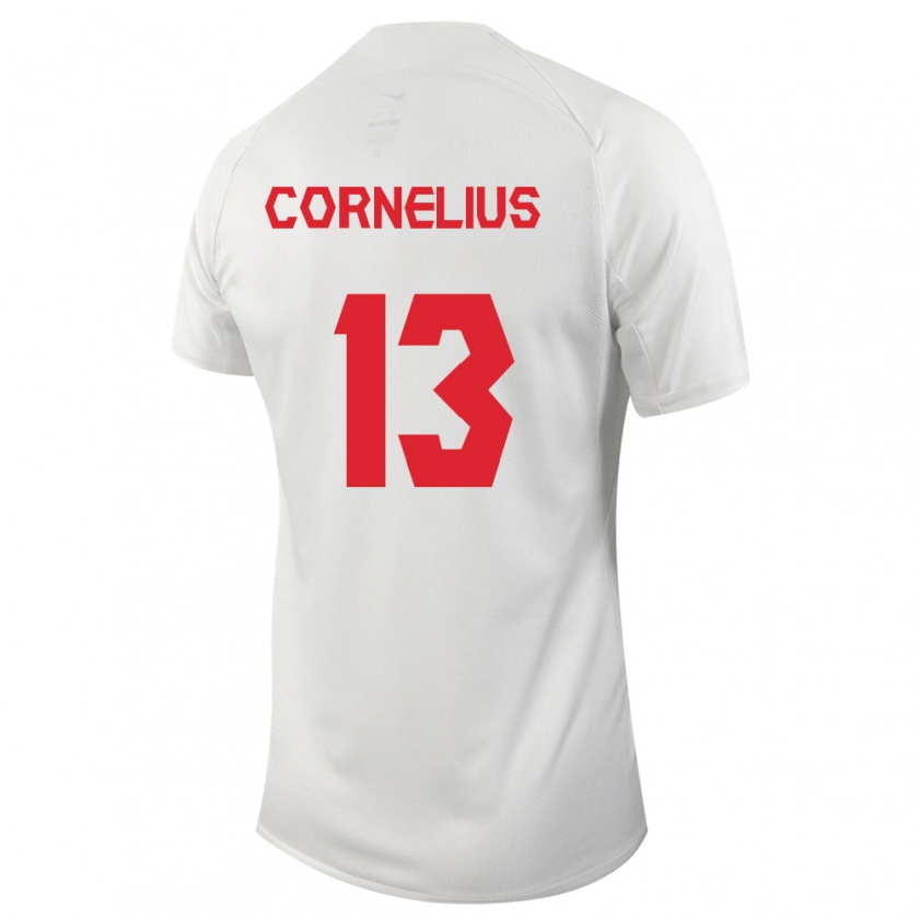 Kandiny Mujer Camiseta Canadá Derek Cornelius #13 Blanco 2ª Equipación 24-26 La Camisa Chile