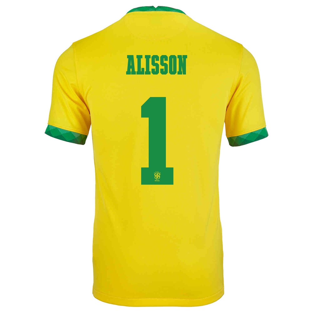 Niño Selección De Fútbol De Brasil Camiseta Alisson #1 1ª Equipación Amarillo 2021 Chile