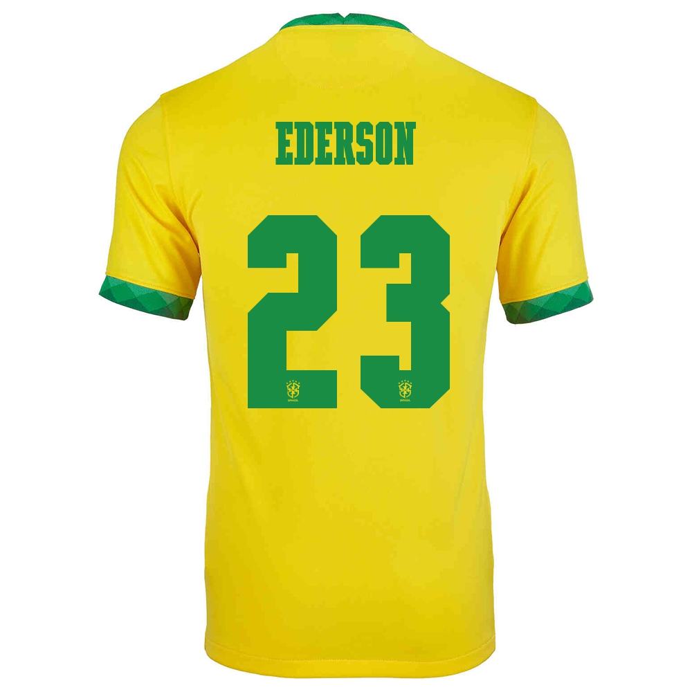 Mujer Selección De Fútbol De Brasil Camiseta Ederson #23 1ª Equipación Amarillo 2021 Chile