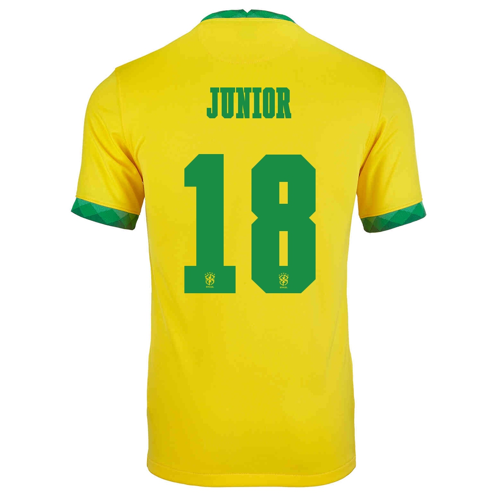 Niño Selección De Fútbol De Brasil Camiseta Vinicius Junior #18 1ª Equipación Amarillo 2021 Chile
