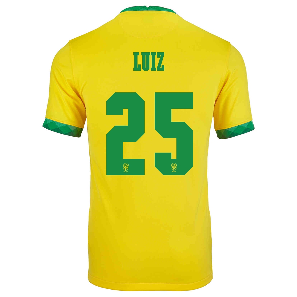 Hombre Selección De Fútbol De Brasil Camiseta Douglas Luiz #25 1ª Equipación Amarillo 2021 Chile