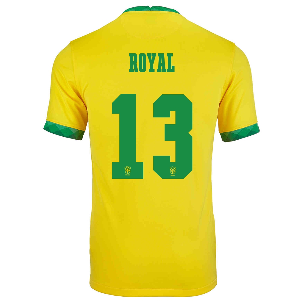 Mujer Selección De Fútbol De Brasil Camiseta Emerson Royal #13 1ª Equipación Amarillo 2021 Chile