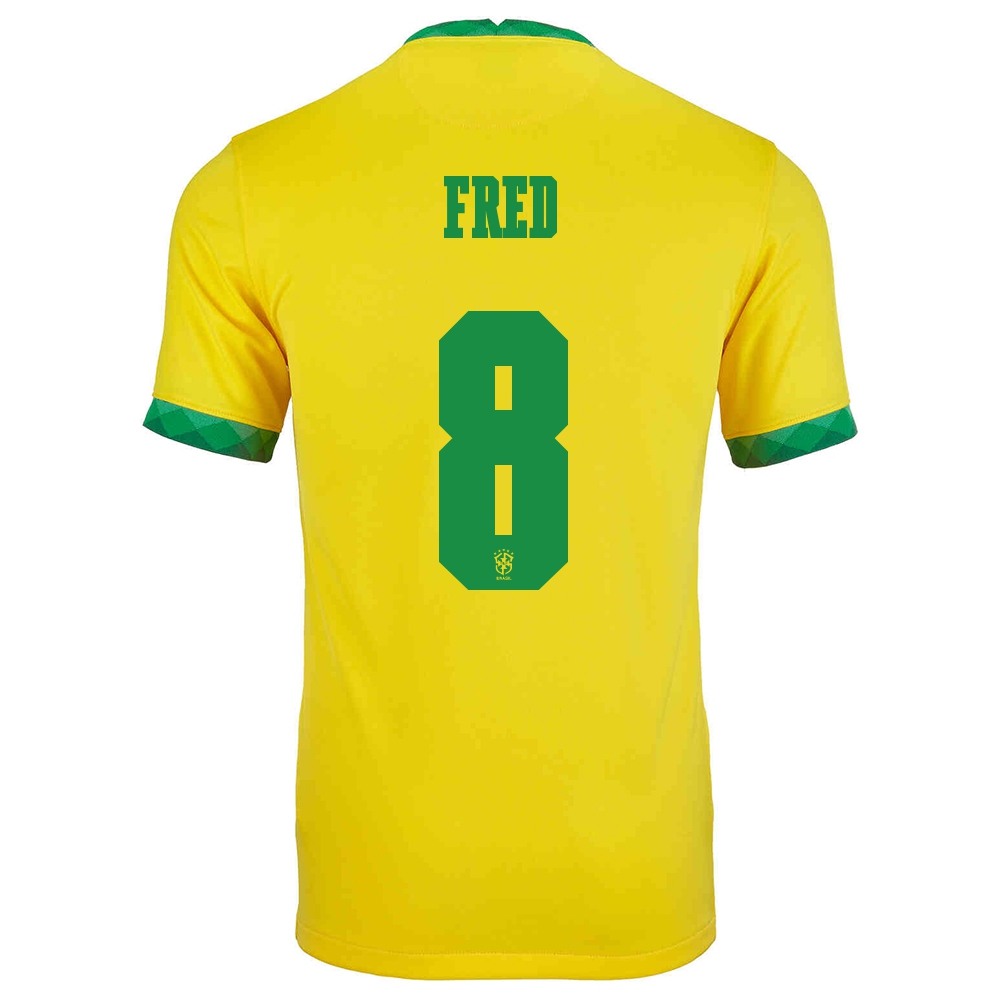 Niño Selección De Fútbol De Brasil Camiseta Fred #8 1ª Equipación Amarillo 2021 Chile