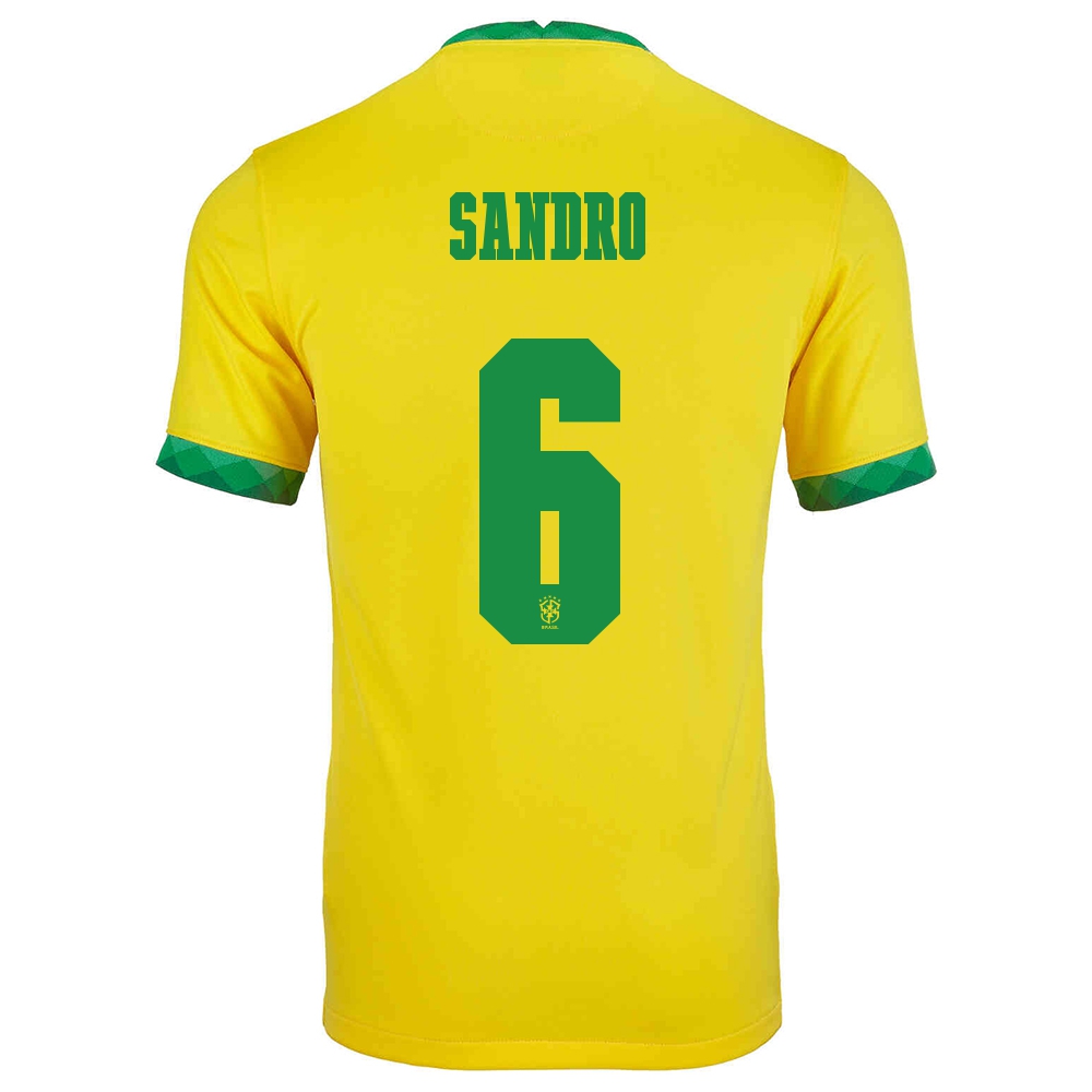 Mujer Selección De Fútbol De Brasil Camiseta Alex Sandro #6 1ª Equipación Amarillo 2021 Chile