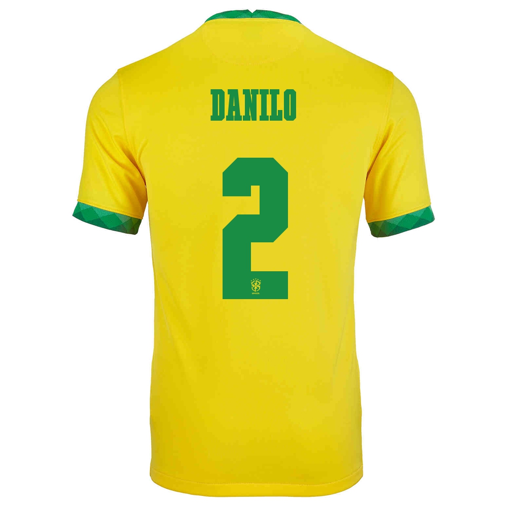 Niño Selección De Fútbol De Brasil Camiseta Danilo #2 1ª Equipación Amarillo 2021 Chile