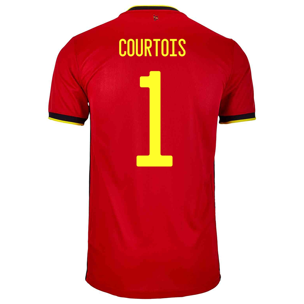 Hombre Selección De Fútbol De Bélgica Camiseta Thibaut Courtois #1 1ª Equipación Rojo 2021 Chile