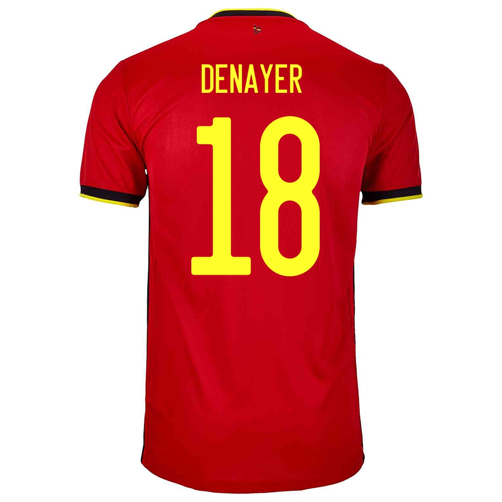 Mujer Selección De Fútbol De Bélgica Camiseta Jason Denayer #18 1ª Equipación Rojo 2021 Chile