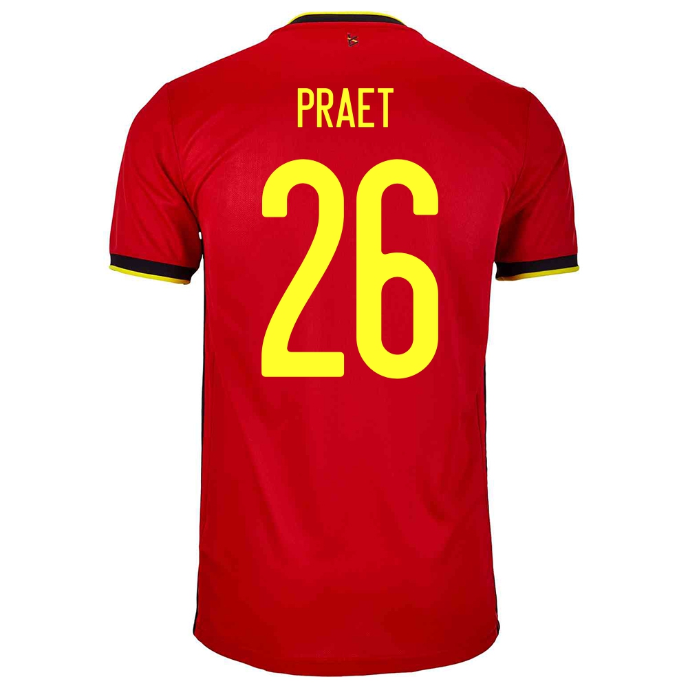 Hombre Selección De Fútbol De Bélgica Camiseta Dennis Praet #26 1ª Equipación Rojo 2021 Chile