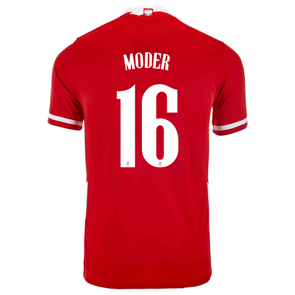 Niño Selección De Fútbol De Polonia Camiseta Jakub Moder #16 1ª Equipación Rojo 2021 Chile