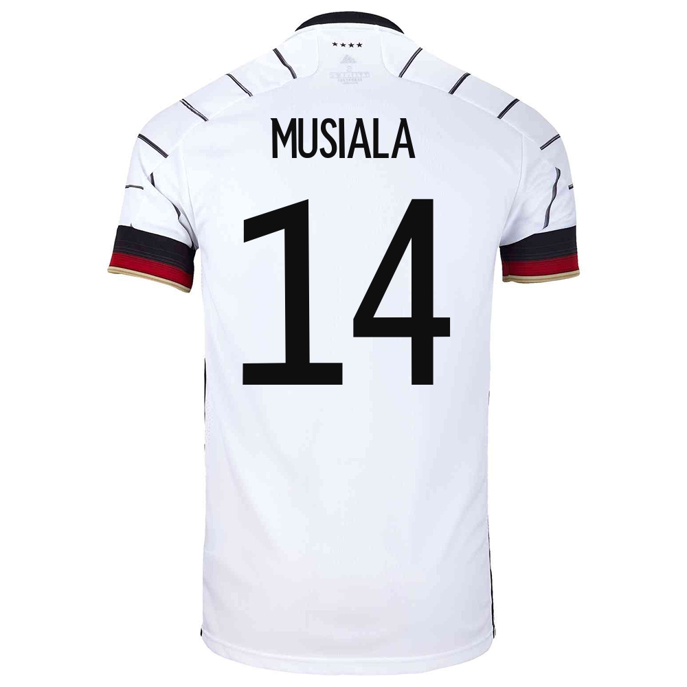 Mujer Selección De Fútbol De Alemania Camiseta Jamal Musiala #14 1ª Equipación Blanco 2021 Chile