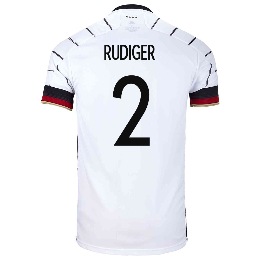 Hombre Selección De Fútbol De Alemania Camiseta Antonio Rudiger #2 1ª Equipación Blanco 2021 Chile