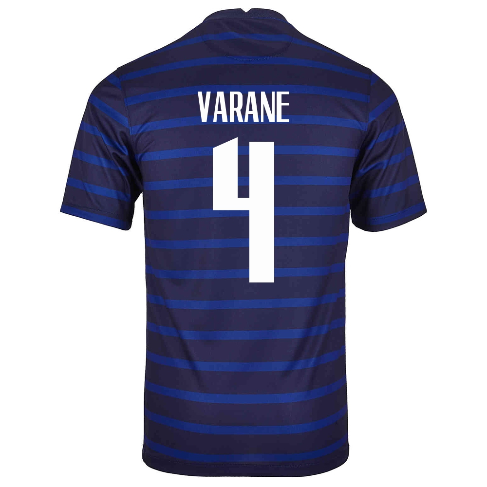 Mujer Selección De Fútbol De Francia Camiseta Raphaël Varane #4 1ª Equipación Azul Oscuro 2021 Chile