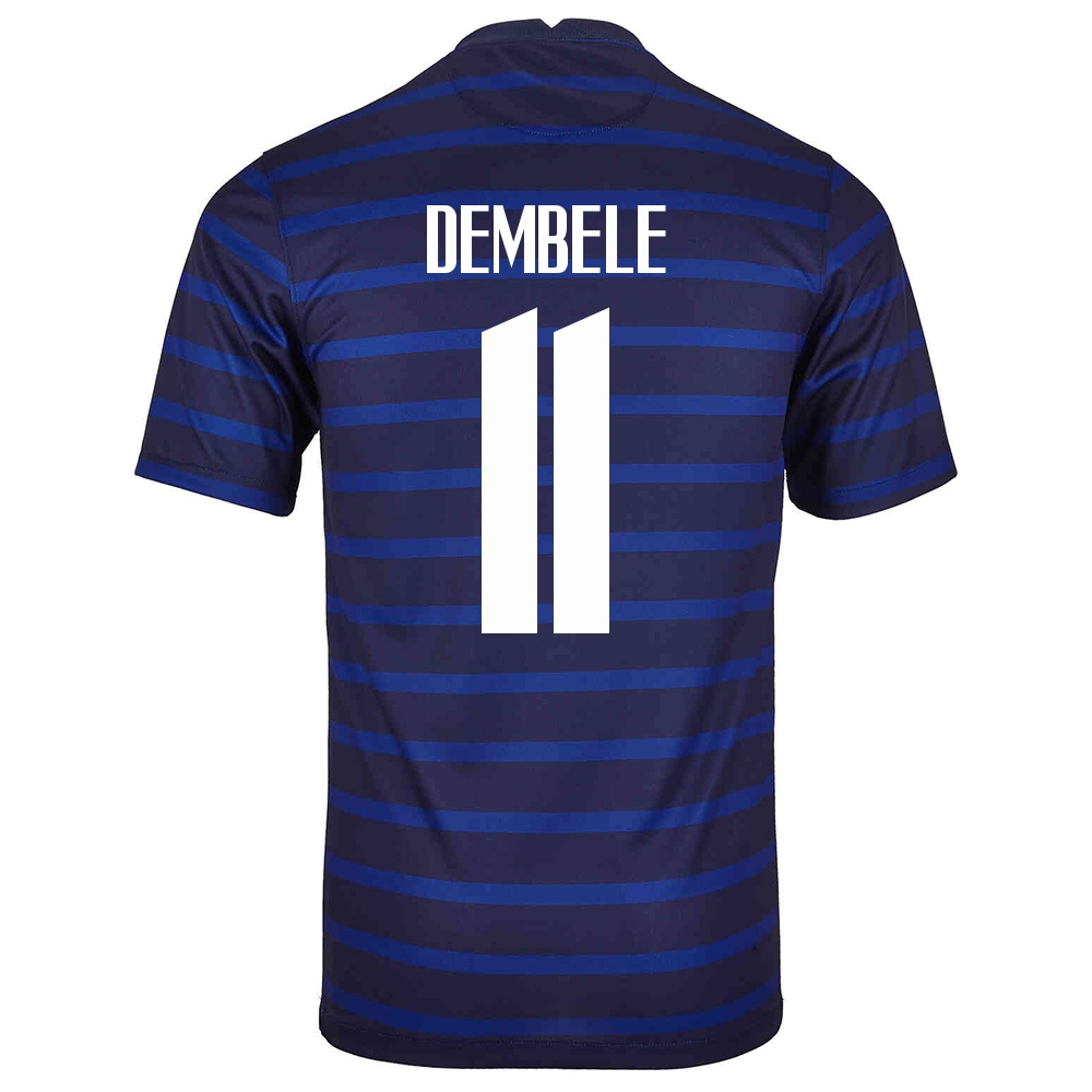Hombre Selección De Fútbol De Francia Camiseta Ousmane Dembele #11 1ª Equipación Azul Oscuro 2021 Chile