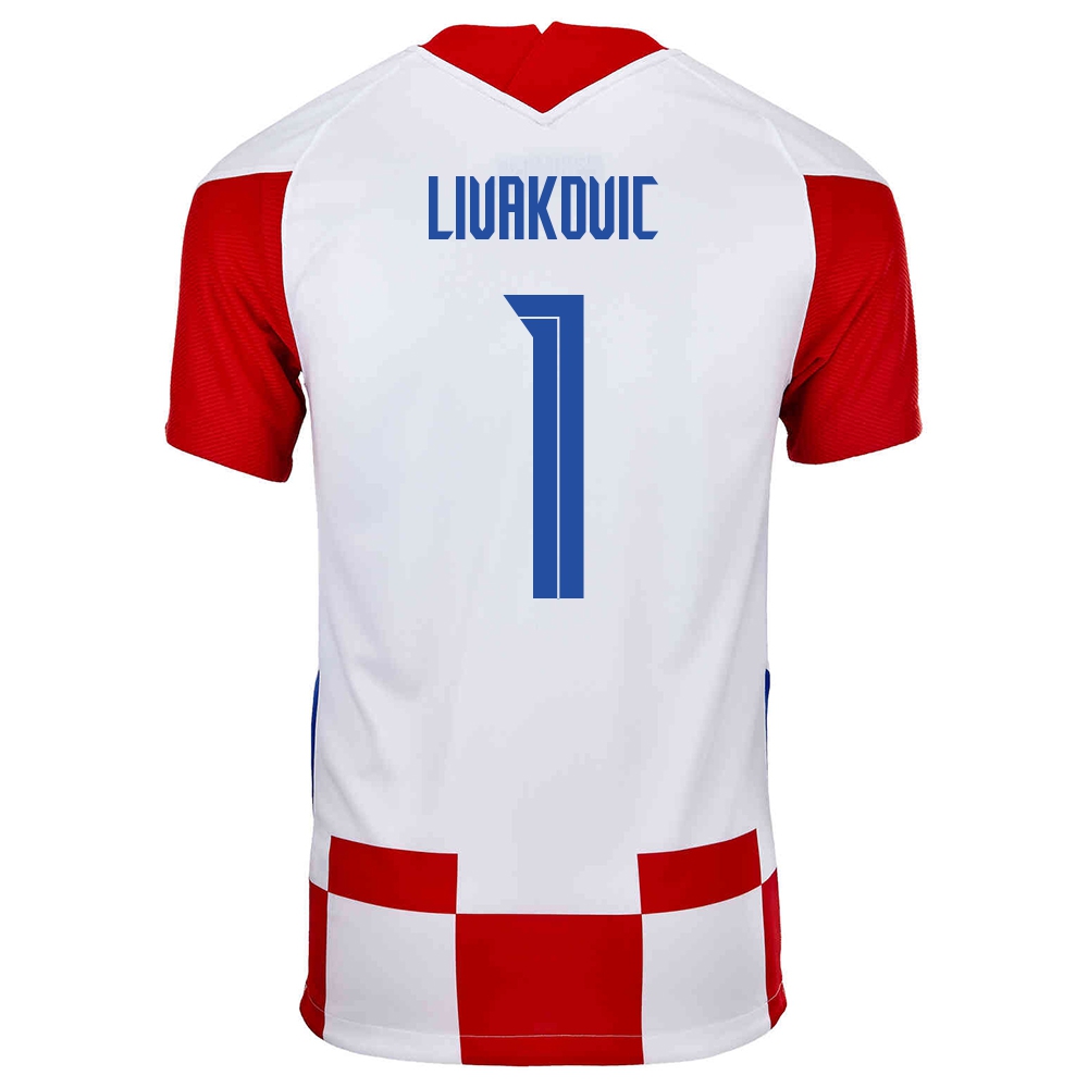 Niño Selección De Fútbol De Croacia Camiseta Dominik Livakovic #1 1ª Equipación Rojo Blanco 2021 Chile