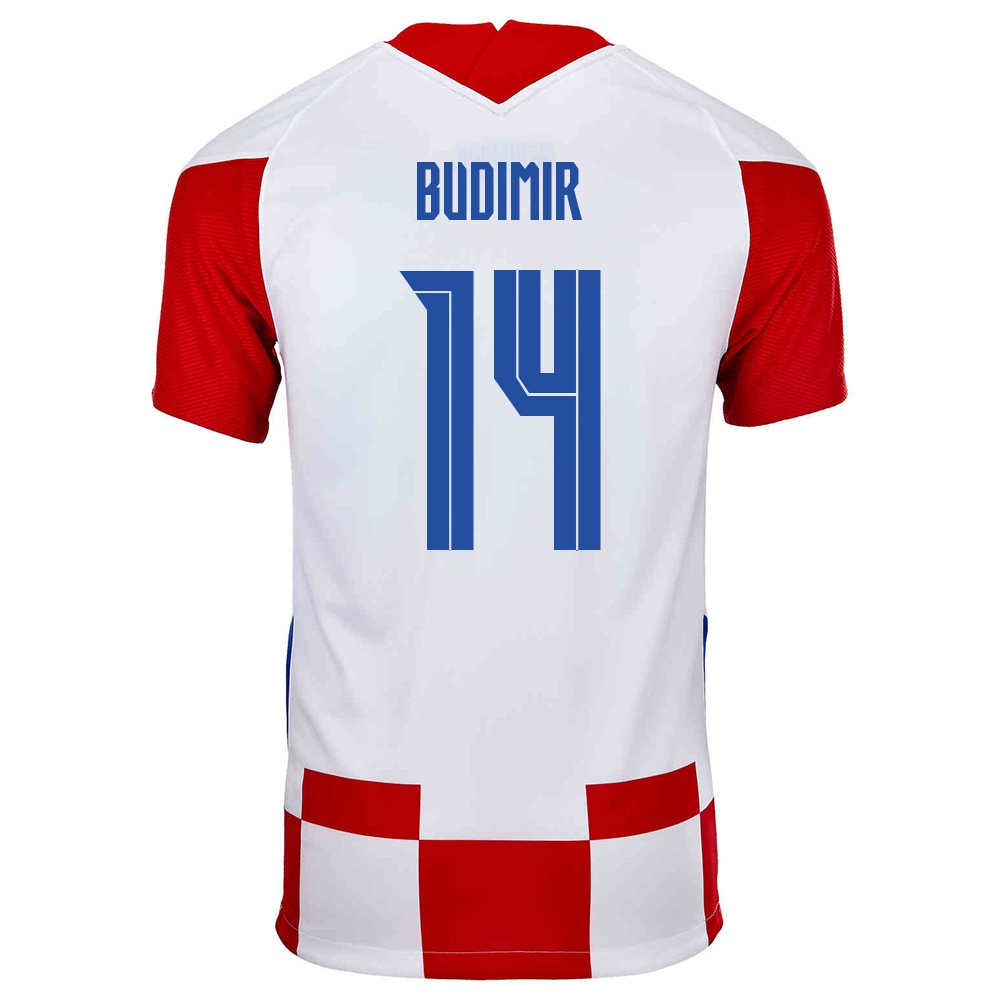 Niño Selección De Fútbol De Croacia Camiseta Ante Budimir #14 1ª Equipación Rojo Blanco 2021 Chile