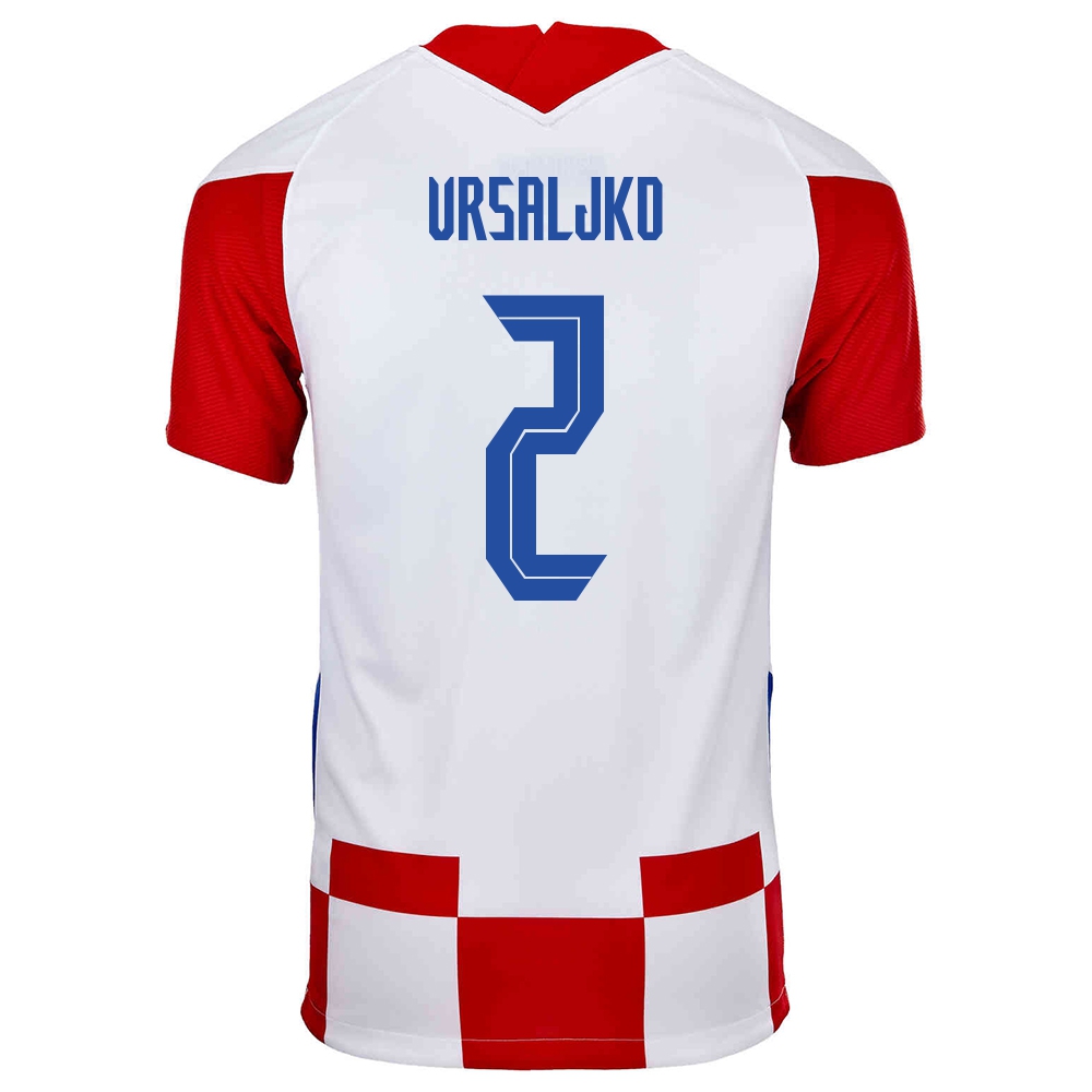 Niño Selección De Fútbol De Croacia Camiseta Sime Vrsaljko #2 1ª Equipación Rojo Blanco 2021 Chile