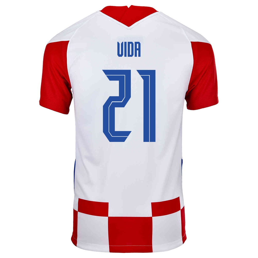 Mujer Selección De Fútbol De Croacia Camiseta Domagoj Vida #21 1ª Equipación Rojo Blanco 2021 Chile