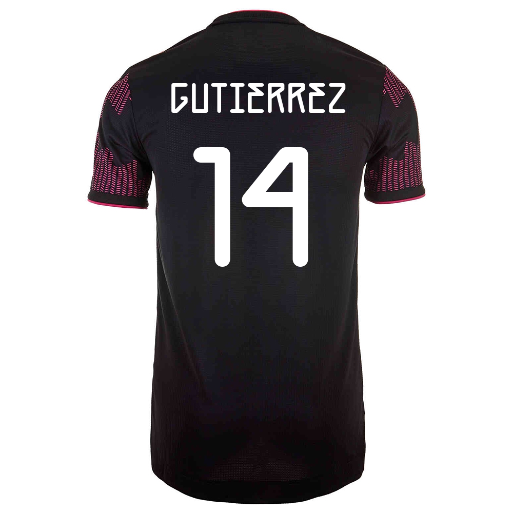 Niño Selección De Fútbol De México Camiseta Erick Gutierrez #14 1ª Equipación Rosa Roja 2021 Chile