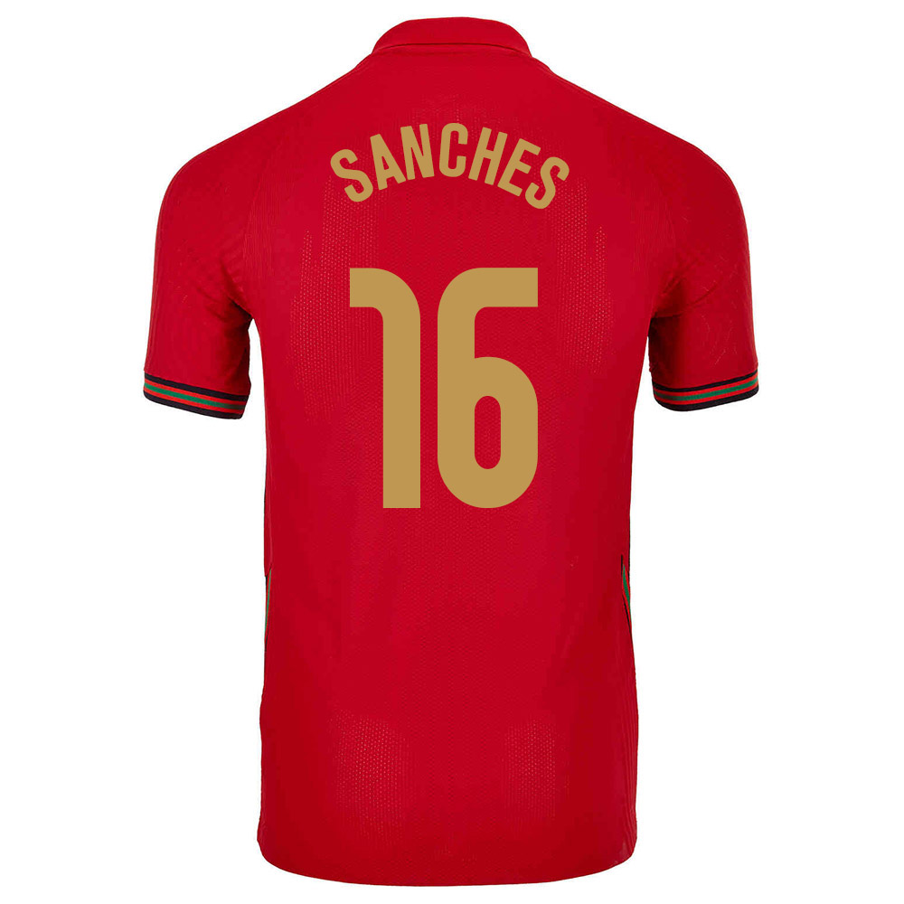 Hombre Selección De Fútbol De Portugal Camiseta Renato Sanches #16 1ª Equipación Rojo 2021 Chile