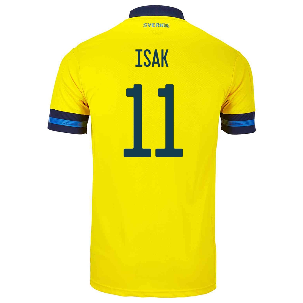 Hombre Selección De Fútbol De Suecia Camiseta Alexander Isak #11 1ª Equipación Amarillo 2021 Chile