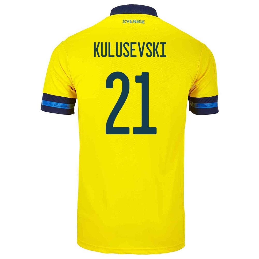 Mujer Selección De Fútbol De Suecia Camiseta Dejan Kulusevski #21 1ª Equipación Amarillo 2021 Chile