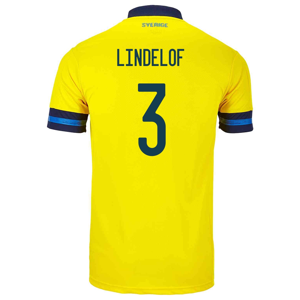 Mujer Selección De Fútbol De Suecia Camiseta Victor Lindelof #3 1ª Equipación Amarillo 2021 Chile