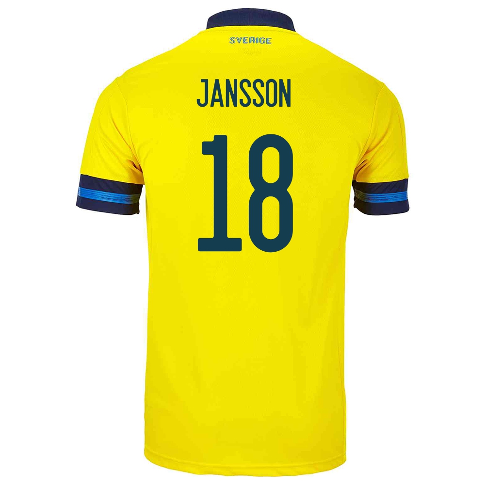 Hombre Selección De Fútbol De Suecia Camiseta Pontus Jansson #18 1ª Equipación Amarillo 2021 Chile