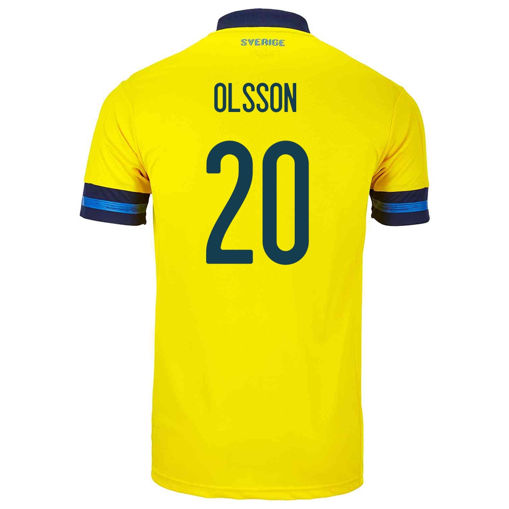 Niño Selección De Fútbol De Suecia Camiseta Kristoffer Olsson #20 1ª Equipación Amarillo 2021 Chile