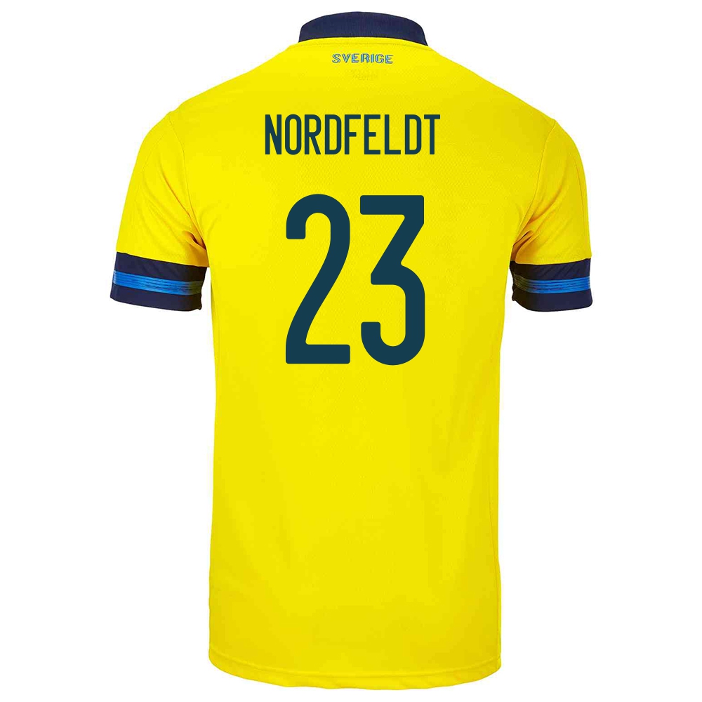 Niño Selección De Fútbol De Suecia Camiseta Kristoffer Nordfeldt #23 1ª Equipación Amarillo 2021 Chile