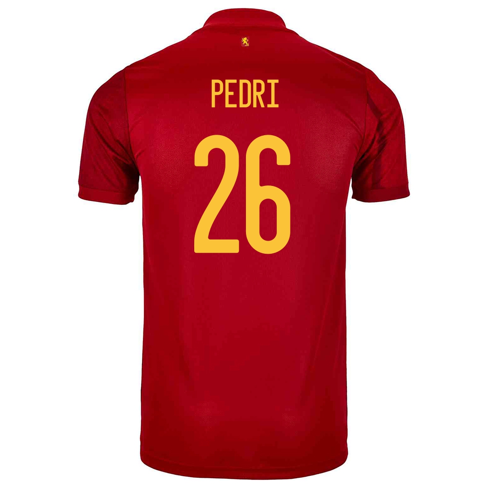 Hombre Selección De Fútbol De España Camiseta Pedri #26 1ª Equipación Rojo 2021 Chile