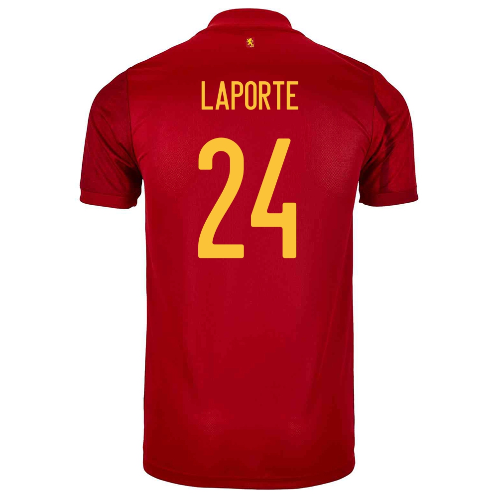Hombre Selección De Fútbol De España Camiseta Aymeric Laporte #24 1ª Equipación Rojo 2021 Chile