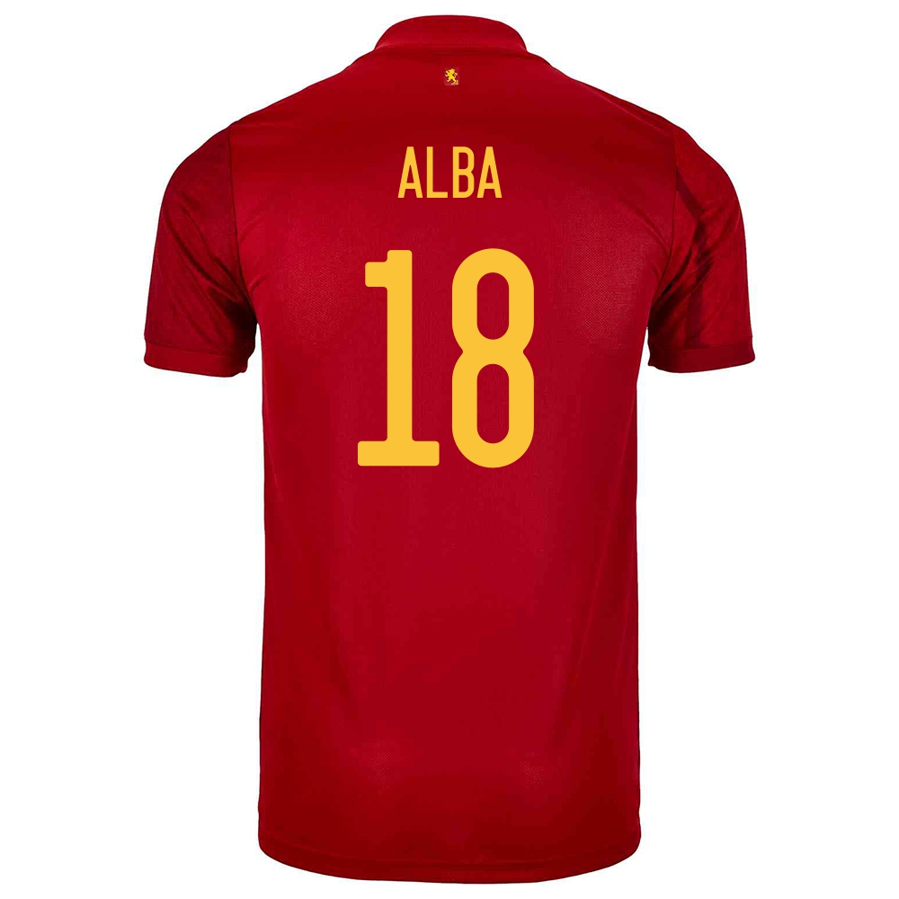 Mujer Selección De Fútbol De España Camiseta Jordi Alba #18 1ª Equipación Rojo 2021 Chile