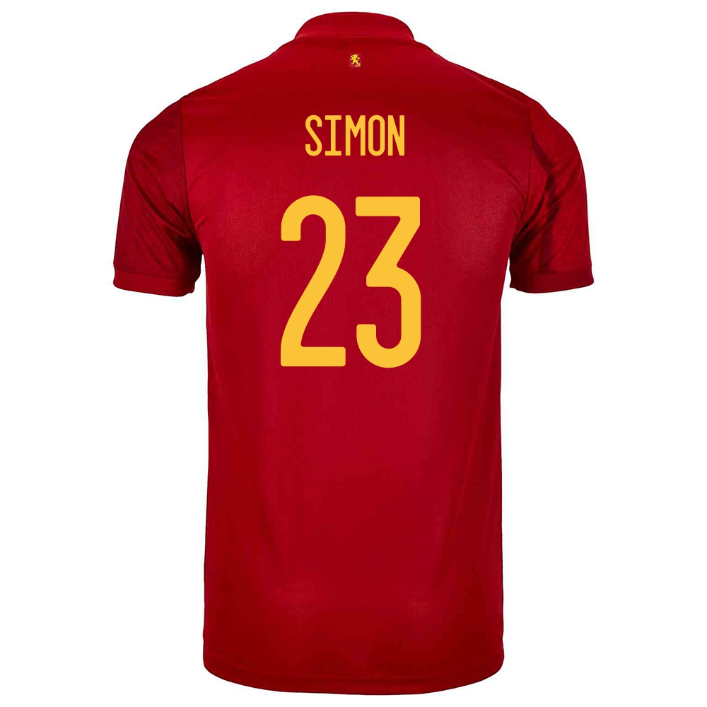 Hombre Selección De Fútbol De España Camiseta Unai Simon #23 1ª Equipación Rojo 2021 Chile