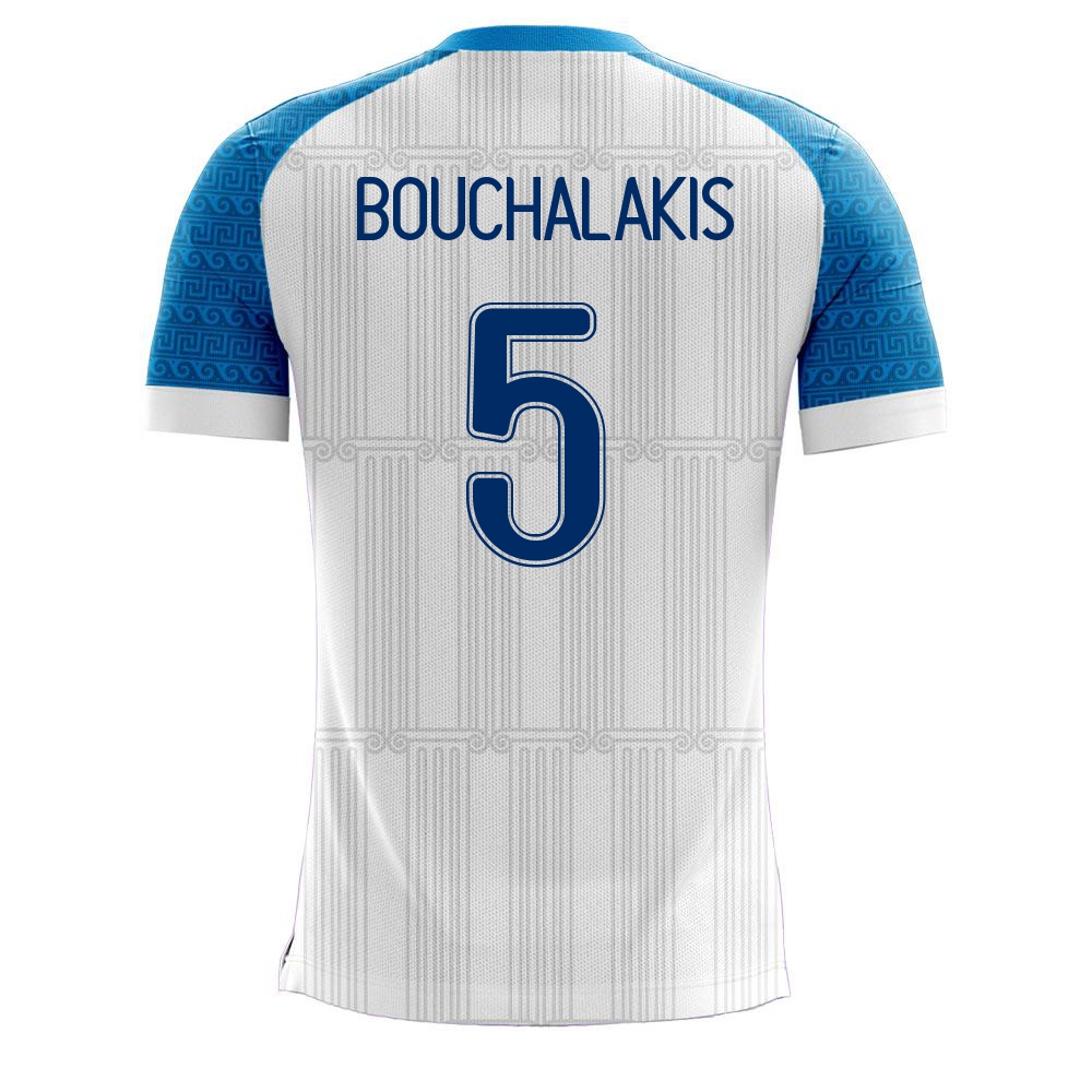 Niño Selección De Fútbol De Grecia Camiseta Andreas Bouchalakis #5 1ª Equipación Blanco 2021 Chile