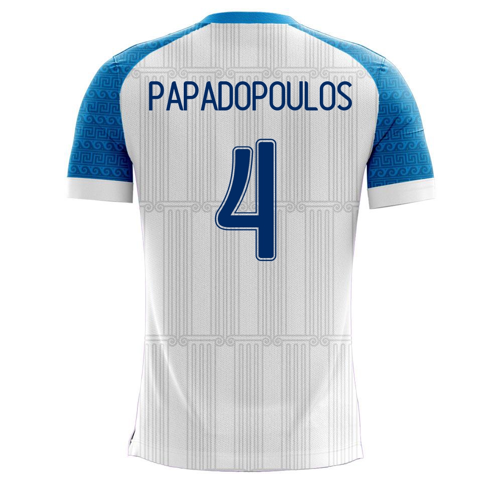Mujer Selección De Fútbol De Grecia Camiseta Kyriakos Papadopoulos #4 1ª Equipación Blanco 2021 Chile